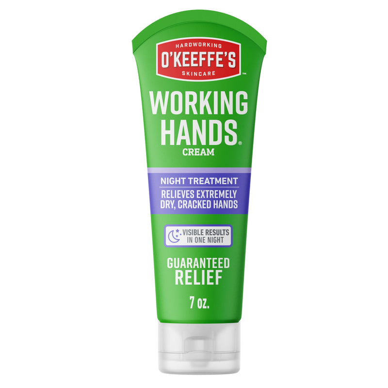 O'Keeffe's Working Hands Night Treatment Hand Cream, 7 oz Tube | Repairing Skincare for Cracked, Dry Hands, Hypoallergenic, Non-Greasy Formula, & Unscented 7 Ounce (Pack of 1)