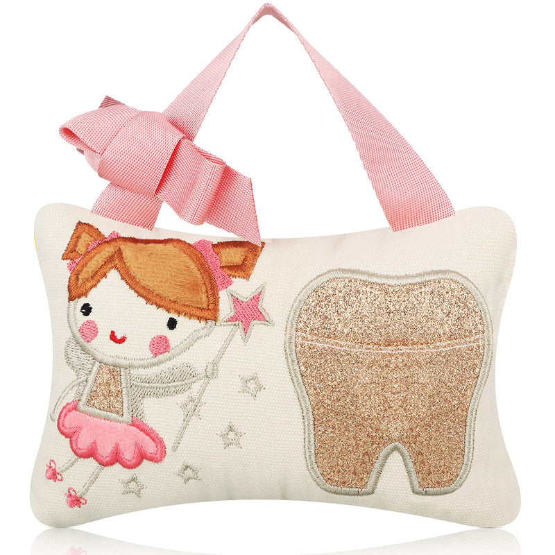 [Australia] - Qunclay Tooth Fairy Pillow with Pocket Kids Tooth Pillow Tooth Keepsake Pouch Tooth Fairy Gifts for Girl and Boy, 3.9 x 5.9 Inches (Sweet Style) 