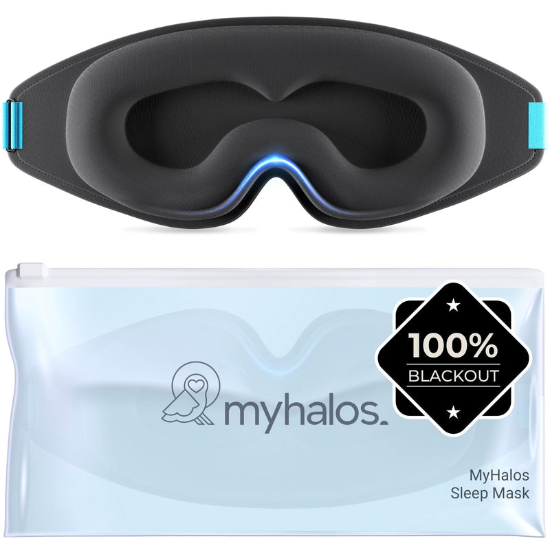 [Australia] - MyHalos¬Æ Sleep Mask - Eye Masks for Sleep - 100% Blackout Sleeping Mask for Women, Men & Side Sleepers - 3D Sleeping Eye Mask for Zero Pressure - Award Winning Design, Eyelash Friendly & Breathable 1 Count (Pack of 1) Black 