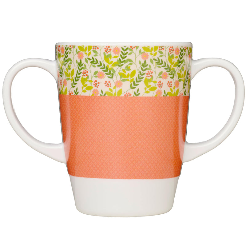 [Australia] - Two Handled Melamine Mug - 400ml/14oz Capacity - Lightweight (126g) - Mobility Aid for Elderly, Dementia, Weak Grip, Shaky Hands, Tremors, Arthritis, Alzheimer's & Parkinson’s (Peach) Peach 