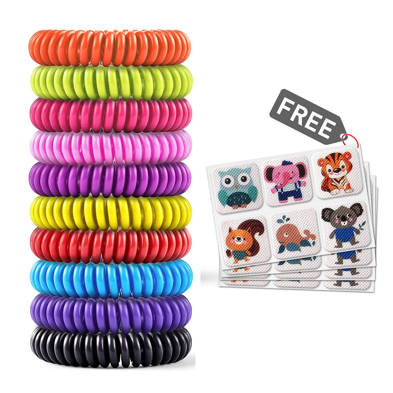 [Australia] - 20 Pack Mosquito Bracelets with 4 Patches - Waterproof Wrist Bands for Kids & Adults, Natural Deet-Free Resealable 
