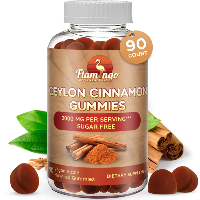 [Australia] - Sugar Free Ceylon Cinnamon Gummies 2000mg /Serving- Sugar Regulation, Joint Pain, Neuroprotective- Cinnamon Supplement with Chromium and Cinnamon Bark- Alternative to Cinnamon Capsules - 90 Chews 