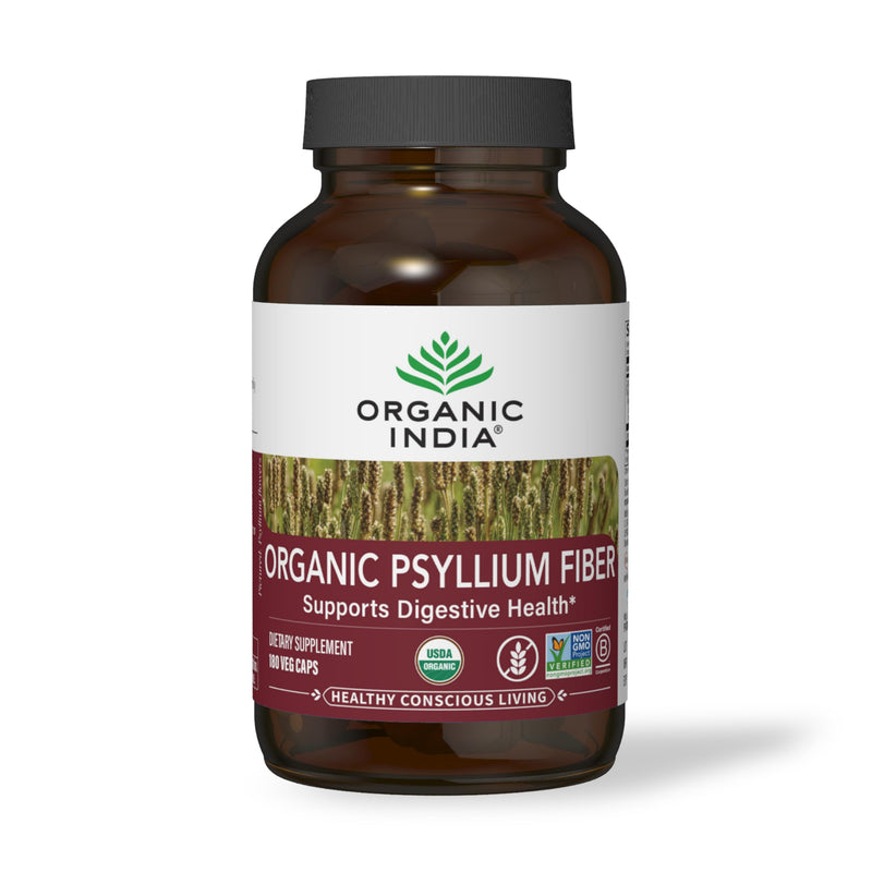 [Australia] - ORGANIC INDIA Psyllium Herbal Powder - Whole Husk Fiber, Healthy Elimination, Keto Friendly, Vegan, Gluten-Free, USDA Certified Organic, Non-GMO, Soluble & Insoluble Fiber Source - 180 Capsules 180 Count (Pack of 1) 