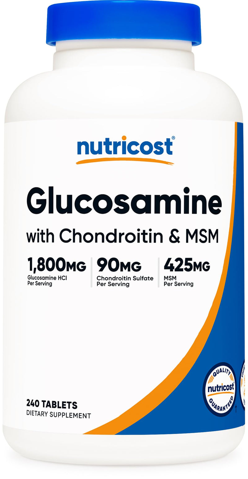 [Australia] - Nutricost Glucosamine 1800mg with Chondroitin & MSM, 240 Tablets, 120 Servings - Joint Support Formula - Non-GMO, Gluten Free 