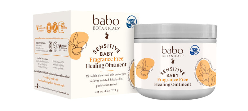 [Australia] - Babo Botanicals Sensitive Baby Fragrance-Free All Natural Healing Ointment - 99% Organic & 1% Colloidal Oat - Steroid-Free - NSF Certified - for Eczema, Irritated/Itchy Skin - Face, Body, Diaper Area New Packaging 