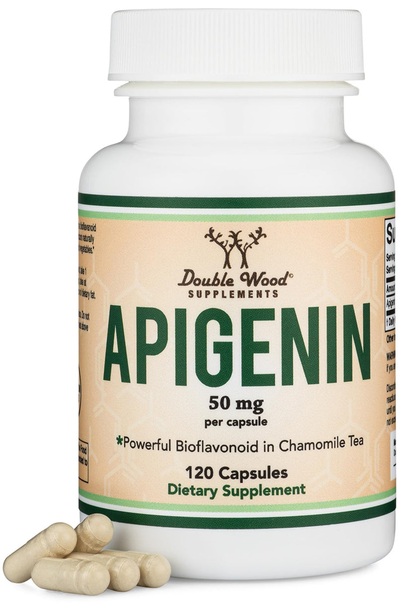 [Australia] - Apigenin Supplement - 50mg per Capsule, 120 Count (Powerful Bioflavonoid Found in Chamomile Tea for Relaxation, Sleep, and Mood) Senolytic Flavonols for Aging (Gluten Free) by Double Wood 