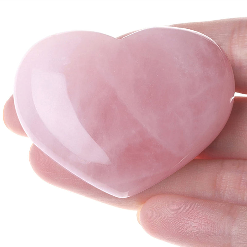 [Australia] - MAIBAOTA 45 mm Crystal Heart Big Healing Crystals Heart Love Crystal Stone Natural Reiki Gemstone Crystal Gifts for Mom Mothers Day Valentines Day Palm Worry Stones for Anxiety 01 Rose Quartz Crystal 
