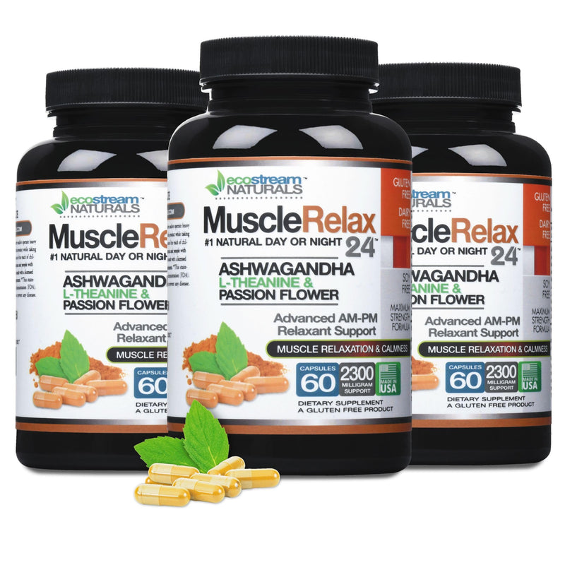 3 Pack, Original Muscle Relaxant 24/7 Day/Night Max Strength with Magnesium 60 Count (Pack of 3)
