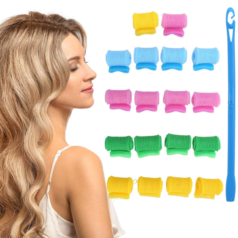 18 Pieces Hair Curlers Spiral Hair Curlers with Styling Hooks No Heat Curlers DIY Spiral Hair Rollers Curls Styling Kit Hairstyling Tool for Long Short Hair