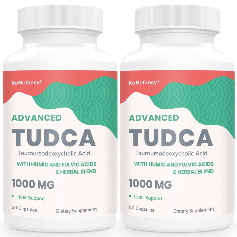 [Australia] - TUDCA Liver Supplements 1000 mg-Bile Salts for Liver Cleanse Detox-Milk Thistle Herbal Blend with Fulvic and Humic Acid for Liver,Digestive Health,120 Vegan Capsules 60 Count (Pack of 2) 