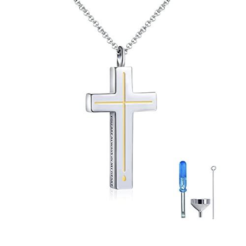 925 sterling silver cross souvenir ashes necklace urn pendant gold