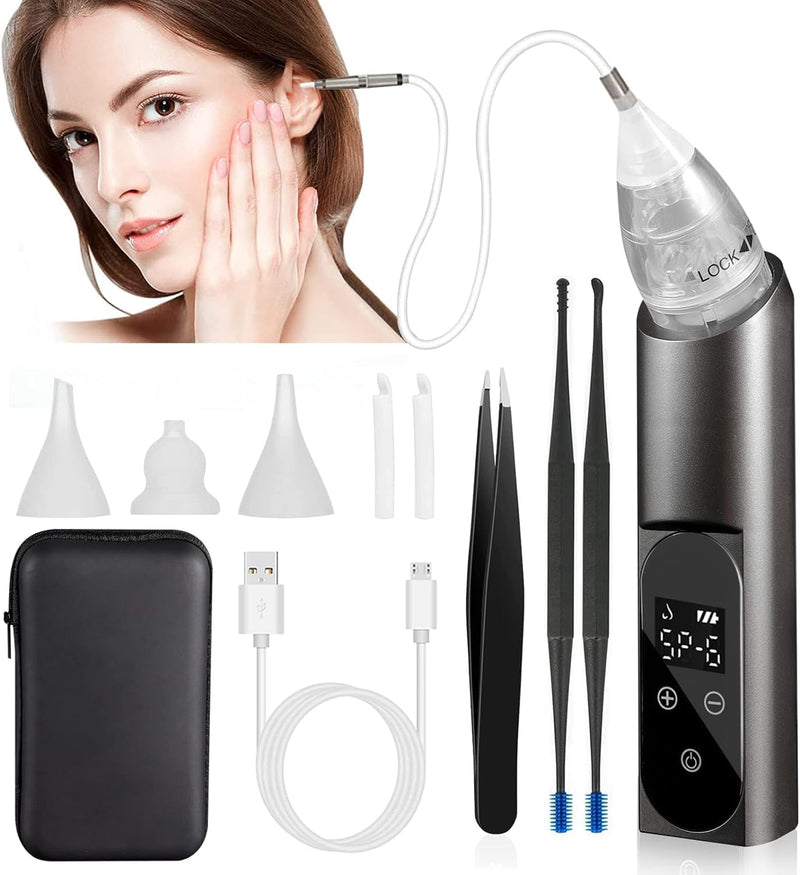 [Australia] - Ear Wax Vacuum, 6 Gear Strong Suction KDO Ear Vacuum Wax Remover Gear Indicator Safe Soft Silicone Tip Ear Cleaner Tool Water Remover Ear Wax Removal Kit Earwax for Adults and Kids 