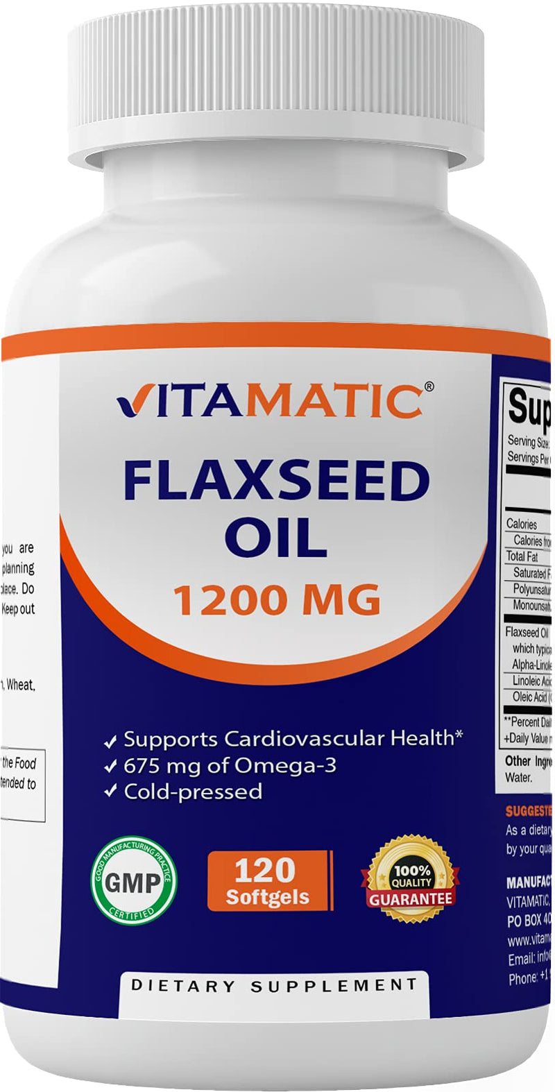 [Australia] - Vitamatic Flaxseed Oil 1200 mg ‚Äì 120 Softgels Cold-Pressed Flaxseed Oil with 675 mg ALA Omega-3 ‚Äì Supports Heart Health & Overall Wellness 