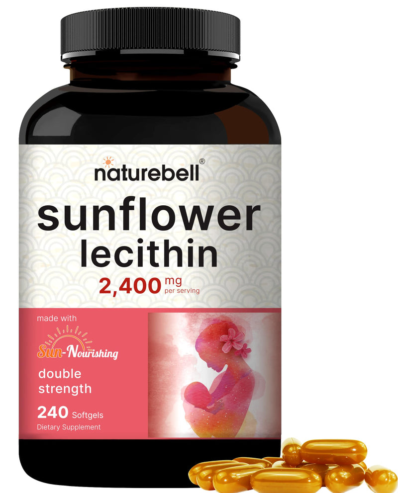 [Australia] - NatureBell Sunflower Lecithin 2,400mg, 4 Months Supply, 240 Softgels | Infused with Non-GMO Sunflower Seed Oil – Rich in Phosphatidyl Choline – No Soy, No Gluten 1 