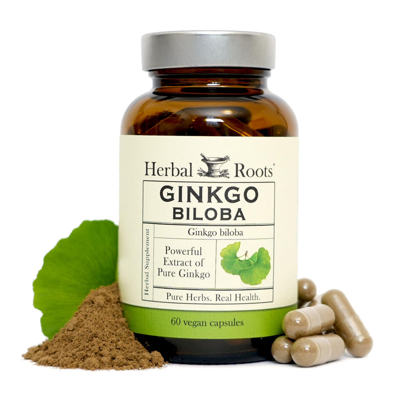 [Australia] - Herbal Roots Ginkgo Biloba Made with Pure Organic Ginkgo Leaf - 1,400mg per Serving, 60 Vegan Capsules 