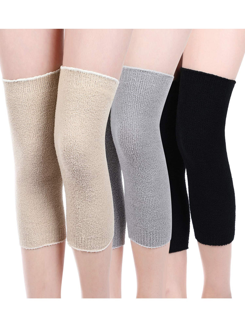 Boao 3 Pairs Knee Warmers for Women Thermal Knee Warms Fabric Leg Pads Arthritic Knee Braces Compression Sleeve Knee Supports Black, Gray, Nude Large