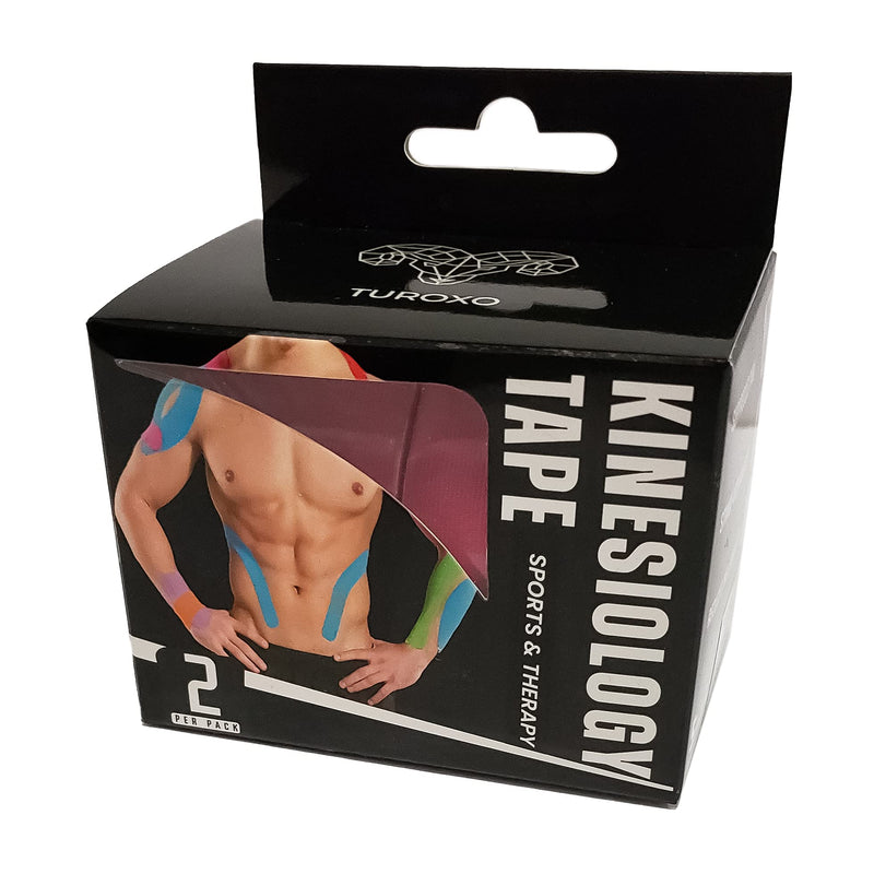 Kinesiology Tape 2" x 16' (Two Precut Rolls) for Sports and Therapy, Reduces Inflammation, Suppresses Pain, Stimulates Muscles - Pink 2 Rolls