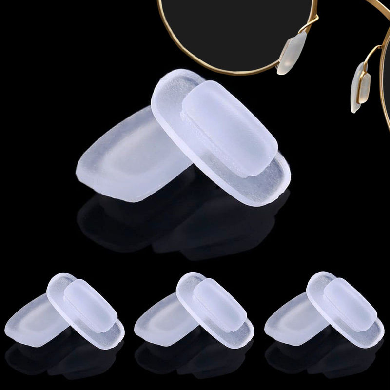 [Australia] - Eyeglass Nose Pads 4 Pair of Replacement Square Premium Grade Soft Silicone - Rectangle Shaped Slide/Push-in Nose Pads White 