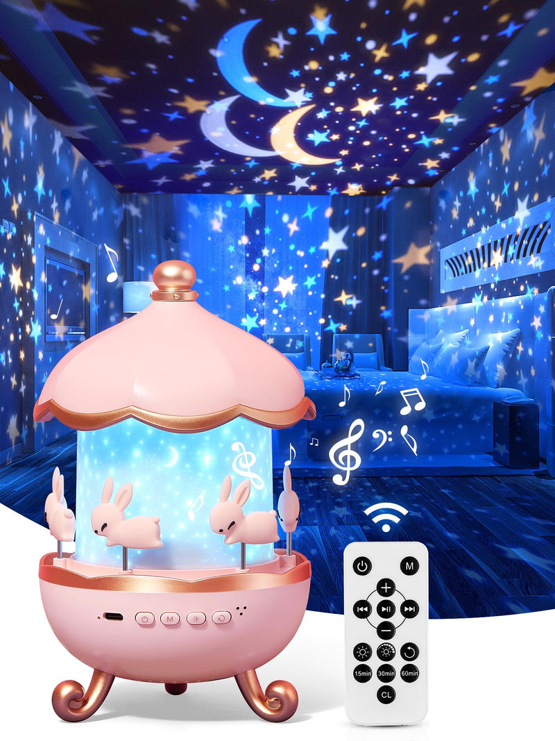 [Australia] - One Fire Night Light for Kids Room Decor 15 Films+10 Soothing Sound Machine Baby Night Light Projector, Remote Kids Night Lights for Bedroom, Rechargeable White Noise Kawaii Baby Girl Gifts for Girls Pink 