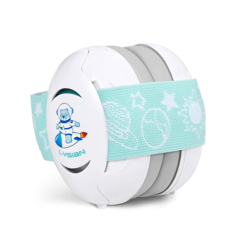 [Australia] - LYSIAN Baby Headphones Hearing Protection Ear Muffs for Infants 0-3 Years with Elastic Headband, Noise Cancelling Baby Earmuffs for Parade Fireworks, Festival, Sleep, Travel, Plane (White) White 