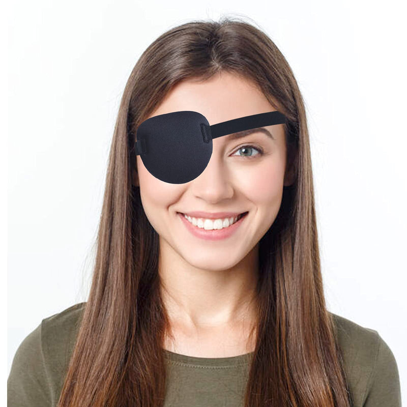 [Australia] - Eye Patches for Adults and Kids,Lazy Eye Patch for Left or Right Eye,Soft and Adjustable,One Eye Cover for Pirate or Cosplay (Black) 1 