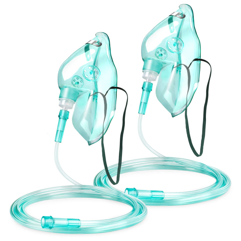 [Australia] - 2 Pack Oxygen Mask for Face Adult with 6.6' Tube & Adjustable Elastic Strap - Size L Size L-2pcs 