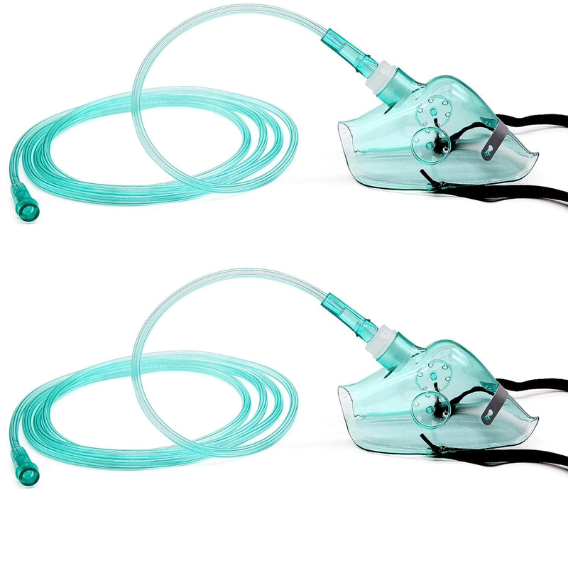 [Australia] - 2 Package - Adult Europe Oxygen Mask with 6.6' Tubing and Adjustable Elastic Strap - Size L Size L+(Adult Europe) 