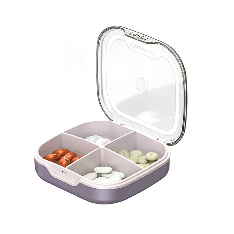 Pill Case Compartment Portable Pill Organizer Divided Vitamin Box Medicine Holder for Daily and Travel Use-4 Compartments-Russet Russet