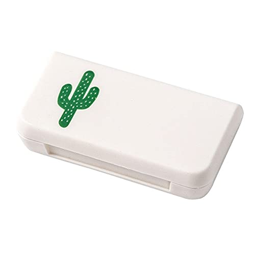 Daily Pill Box Case Waterproof Medicine Organizer Vitamin Holder Mini Pill Medicine Container for Travel Use -3 Compartments-Cactus Cactus