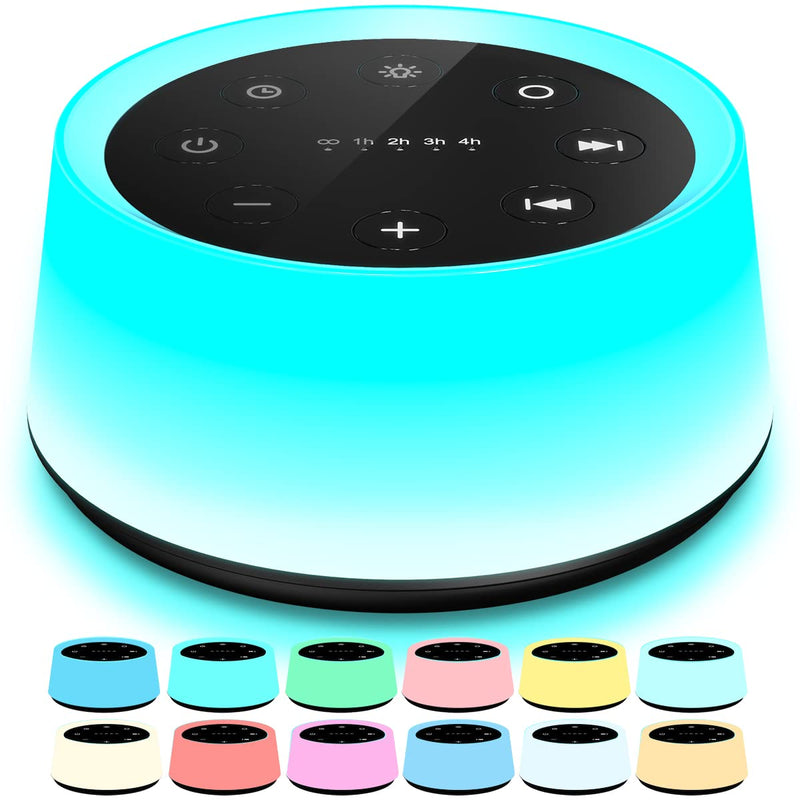 [Australia] - Sound Machine and White Noise Machine with 30 Soothing Sounds with 12 Colors Baby Night Light with Memory Function (T-Black) T-Black 
