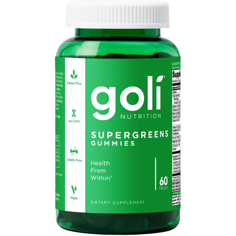 Goli SuperGreen Vitamin Gummy - 60 Count - Essential Vitamins and Minerals - Plant-Based, Vegan, Gluten-Free & Gelatin Free - Health from Within, Pack of 1 mixed berry 60 Count (Pack of 1)