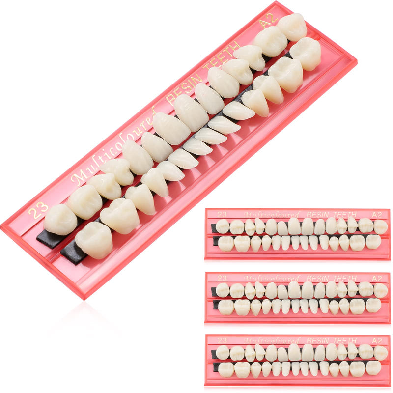 [Australia] - 4 Sets Acrylic Resin Fake Teeth Denture Replacement Teeth False Teeth Teeth Upper and Lower Synthetic Resin Teeth for Halloween Party Replacement, 112 Pieces, 23 A2 