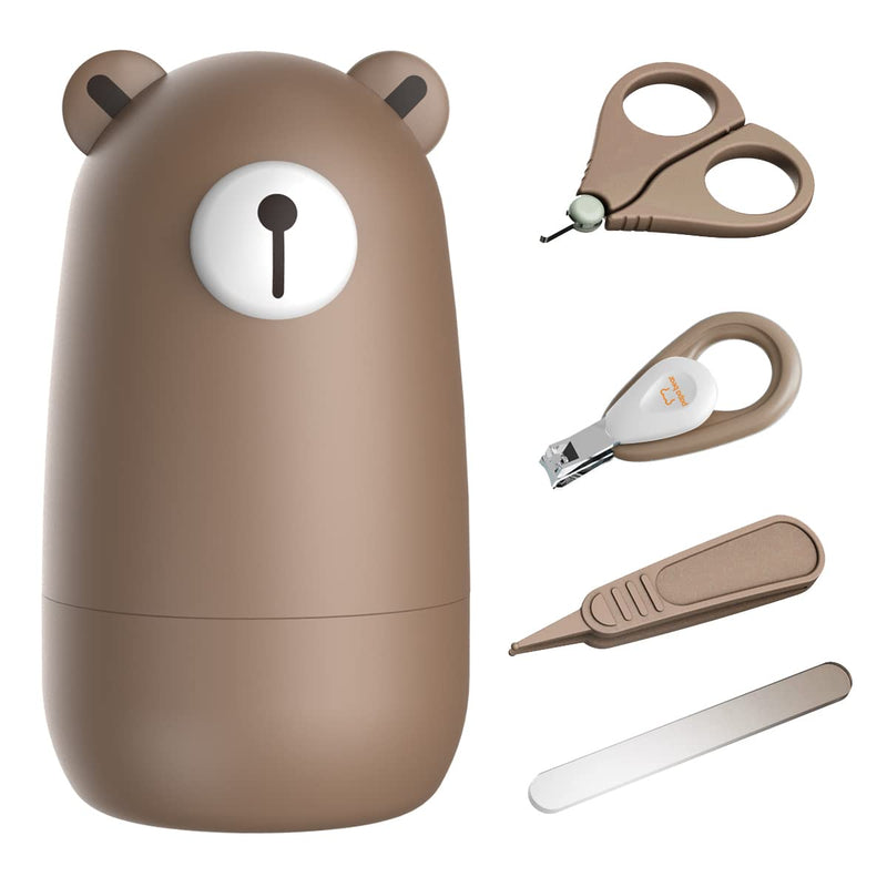 [Australia] - PAPABEAR Baby Nail Clippers Set with Cute Case, Infant Fingernail and Toenail File Kit for Newborn Manicure and Pedicure, New Mom Grooming Gift Bronze 