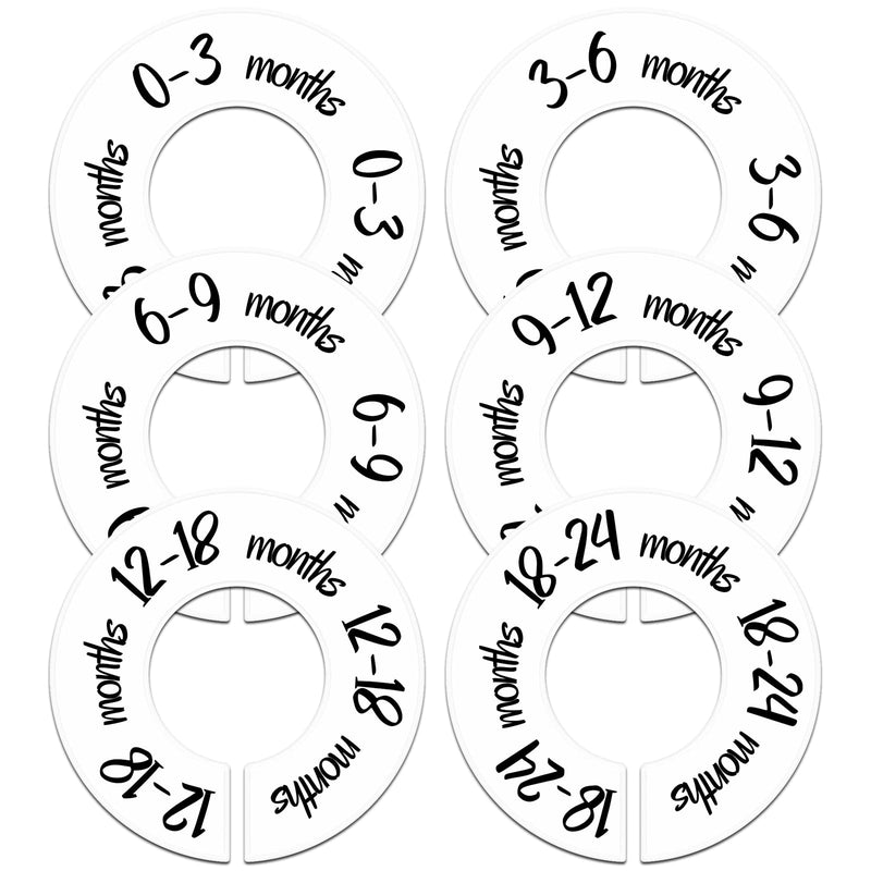 [Australia] - Pro Goleem Baby Closet Dividers Unisex Baby Closet Organizer for Nursery Baby Clothes Size Age Dividers Fits 1.5" Rod 6 PCS A White 