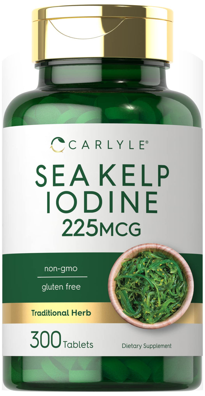[Australia] - Carlyle Sea Kelp Iodine Supplement | 225mcg | 300 Tablets | Non-GMO, Gluten Free | Traditional Herb Supplement 