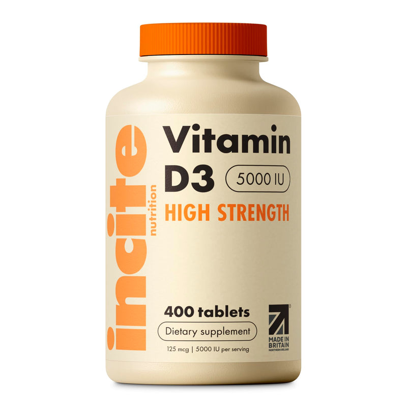 Incite Nutrition Vitamin D 5000 iu - 400 Premium Vitamin D3 Easy-Swallow Micro Tablets - High Strength Cholecalciferol VIT D3 5000iu - Vegetarian Supplement - Made in The UK Vitamin D3 5000 iu