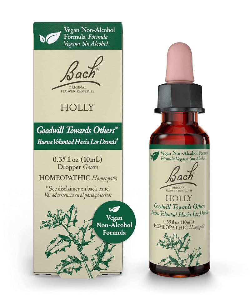 [Australia] - Bach Original Flower Remedies, Holly for Goodwill Towards Others (Non-Alcohol Formula), Natural Homeopathic Flower Essence, Holistic Wellness and Stress Relief, Vegan, 10mL Dropper 
