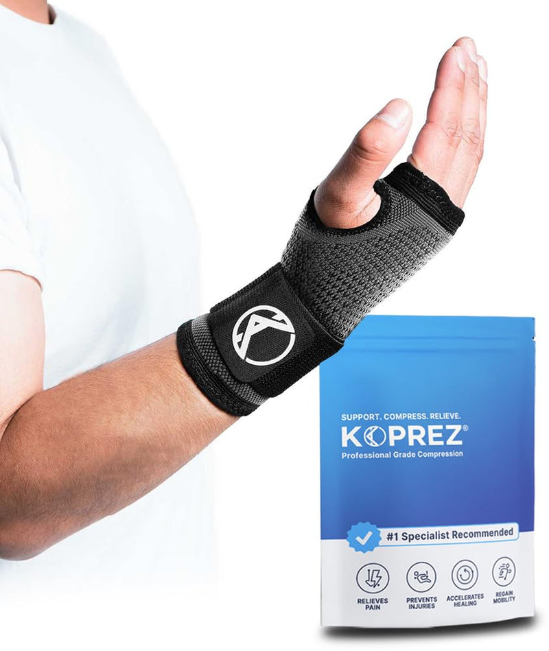 [Australia] - Koprez Wrist Brace - Wrist Support, Best Carpal Tunnel Wrist Brace, Wrist Compression Sleeve, Left Hand Carpal Tunnel Brace, Tendonitis Wrist Brace, Hand Brace Carpal Tunnel, Wrist Wraps for Women Medium Black 1 