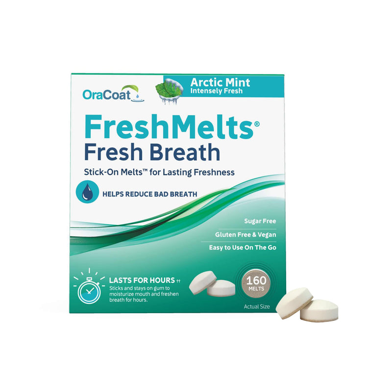 Oracoat FreshMelts Fresh Breath Stick-on Melts for Lasting Freshness, 160 Count Breath Freshener for Bad Breath, Non-Acidic & Sugar-Free, Arctic Mint 160 Count (Pack of 1)