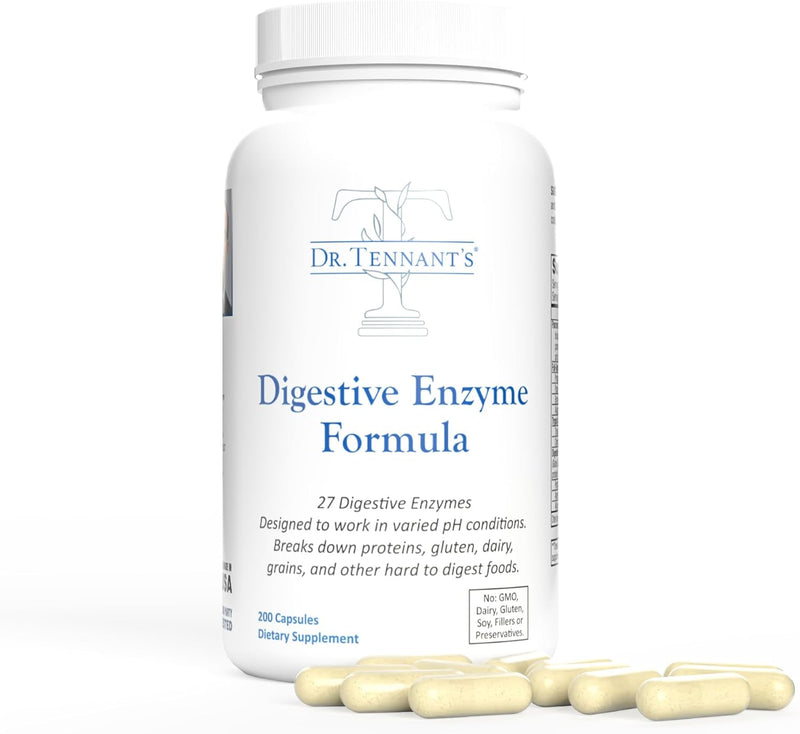 [Australia] - Dr. Tennant's Digestive Enzymes | GERD, Heartburn & Acid Reflux Relief | Supports Gut Health & Bloating Relief | 2X DPP-IV Enzyme for Gluten Digestion | 200 Capsules 