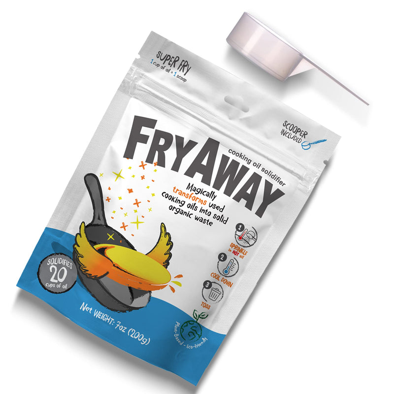 [Australia] - FryAway Super Fry Cooking Oil Solidifier, As Seen on Shark Tank, Solidifies up to 20 Cups - Plant-Based Cooking Oil Solidifier Powder that Turns Used Oil to Hard Oil for Easy Cleanup and Disposal - Easy to Use, Made in the USA, Kosher 