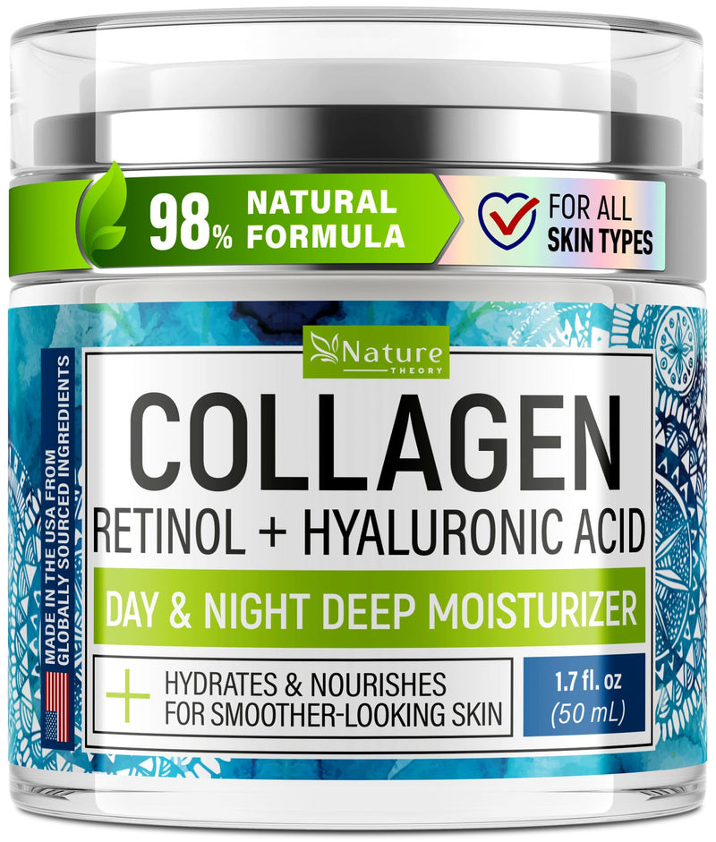 Collagen Cream for Face with Retinol - Anti Aging Face Moisturizer, 1.7 oz | Day & Night Cream for Face with Hyaluronic Acid & Vitamin E - Visibly Firming & Tightening Face Cream for Women & Men