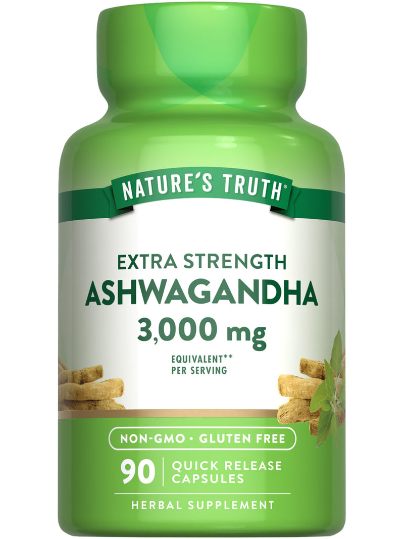 [Australia] - Nature's Truth Ashwagandha Capsules | 3000mg | 90 Count | Extra Strength | with Black Pepper | Non-GMO & Gluten Free Supplement 90 Count (Pack of 1) 