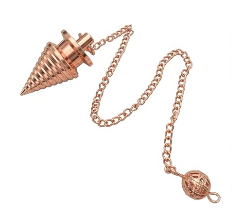 Designer Copper Pendulum for Reiki Healing, Dowsing & Chakra Balancing – Cone Shape Divination & Meditation Tool for Energy Cleansing Cone Shape Copper Pendulum