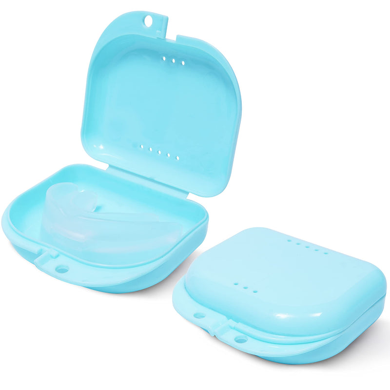 [Australia] - Retainer Case - Pack of 2 - Odorless Mouth Guard Case - Ventilated, Durable & Hygienic for Carrying and Protecting Braces, Dentures & Aligners - 3.14 x 3.14 x 1.1 - (Bluish) Set of 2 Bluish 