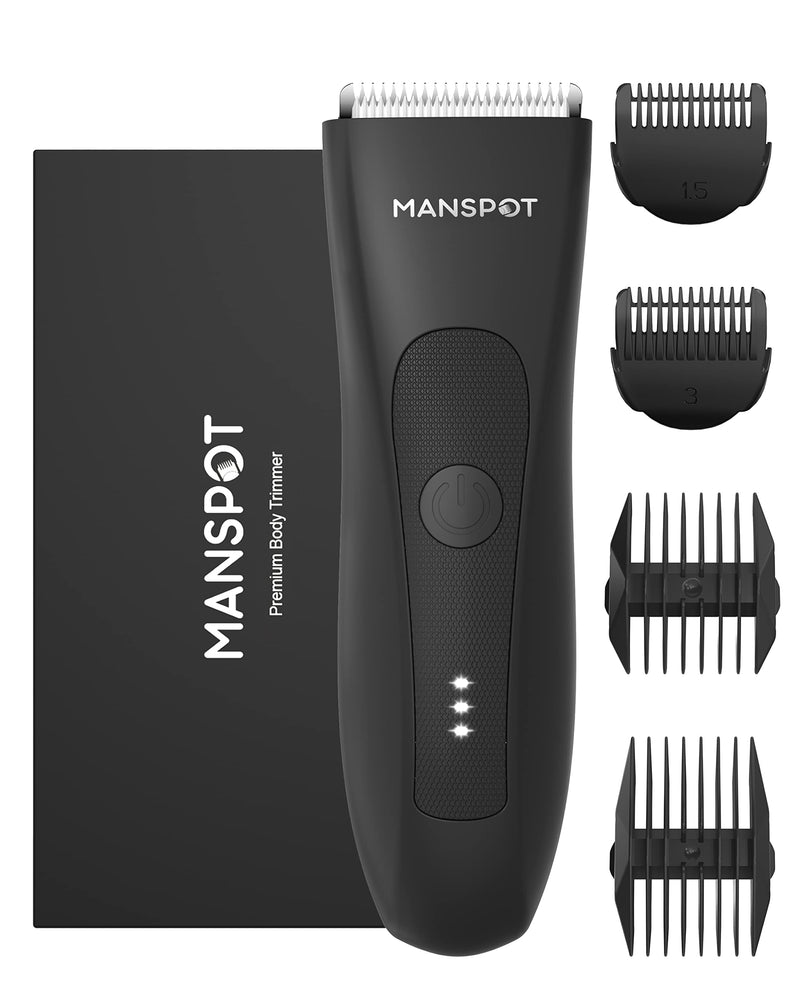 [Australia] - MANSPOT Manscape Groin & Body Hair Trimmer for Men, Electric Ball Trimmer Pubic Trimmer Body Shaver, Replaceable Ceramic Blade Heads,Waterproof Wet/Dry Body Shaver Groomer,90 Minutes Shaving Black 