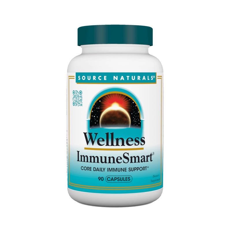 Source Naturals Wellness ImmuneSmart, 90 Capsules | Core Daily Immune Support | with Vitamins A, C, and D, Zinc, Elderberry, Echinacea, Andrographis, Turkey Tail and Garlic* 90 Count (Pack of 1)