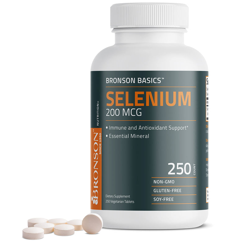 [Australia] - Bronson Selenium 200 mcg Immune & Antioxidant Support Essential Mineral, 250 Vegetarian Tablets 250 Count (Pack of 1) 