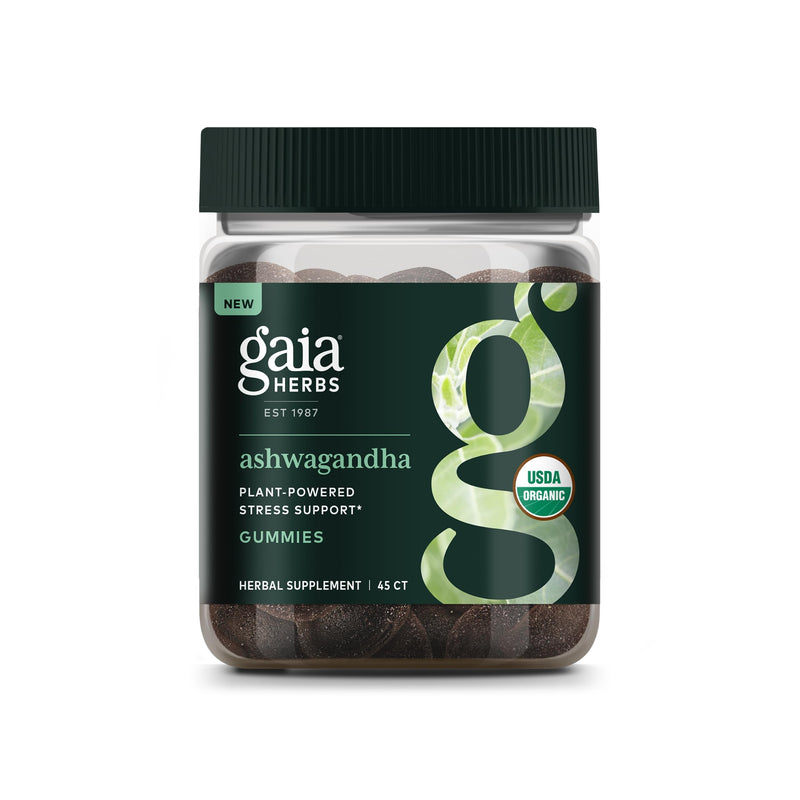 [Australia] - Gaia Herbs Organic Ashwagandha Gummies, Stress Support, Cinnamon, Ginger, Gluten Free, Vegan, 45 Count 45 Count (Pack of 1) 