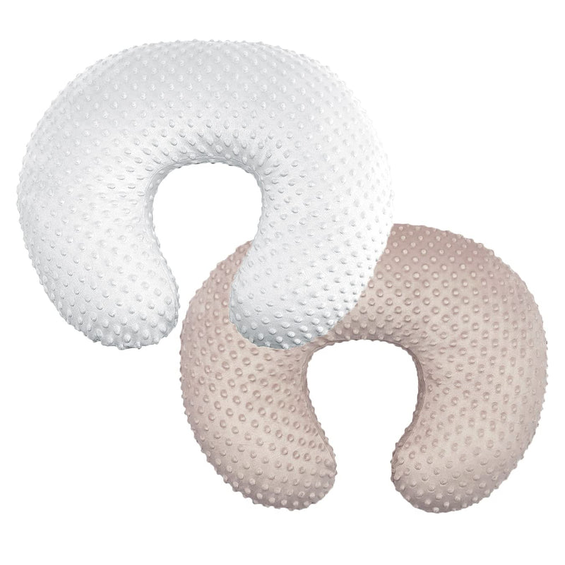 [Australia] - OWLOWLA 2Pack Nursing Pillow Covers Set White&Khaki Breastfeeding Pillow Slipcover Fits Naked Nursing Pillow for Baby Boy Girl(White/Khaki) White/Khaki 